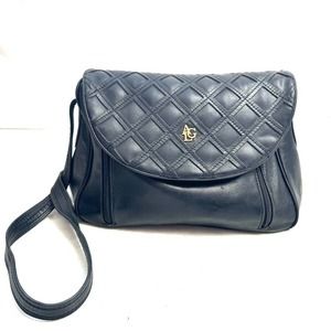 Agl Black Leather Quilted Flap Medium Shoulder Ba… - image 1